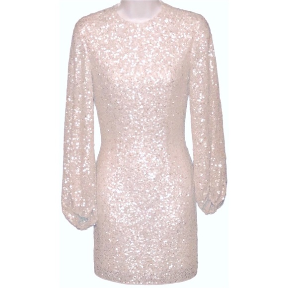 🎉HP🎉 BHLDN Goldie 4 / Sm Ivory Off White Allover Sequins Wedding Mini Dress - Picture 15 of 16